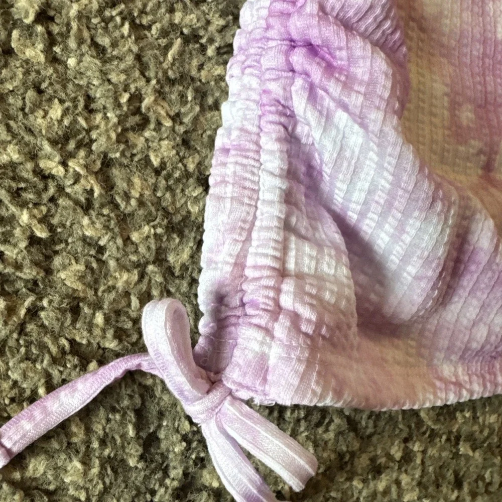 Justice Lavender and White Tie-Dye Ribbed Square-Neck Tank NWT Medium 10
